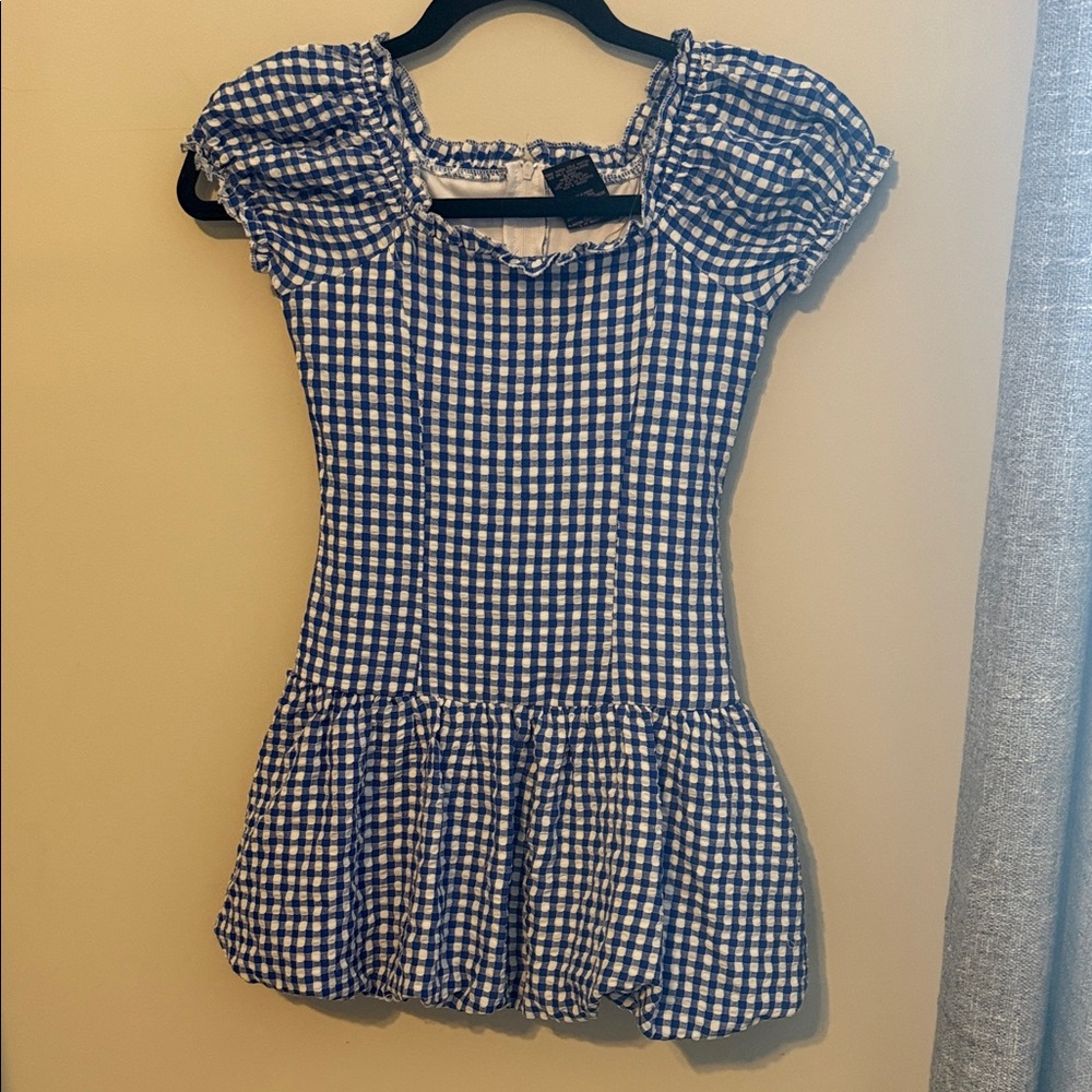 Blue Gingham Kids Casual Dress